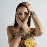 Woven 2.5cm wide bracelet white silver - premium handcrafted Italian jewelry TrueMesh