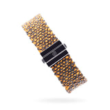 Woven 1.5cm bracelet black silver with orange neon thread - artisan woven design TrueMesh