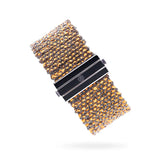 Woven 2.5cm wide bracelet black silver with orange neon thread - artisan woven design TrueMesh