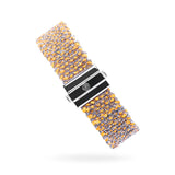 Woven 1.5cm bracelet white silver with orange neon thread - stackable silver bracelet TrueMesh