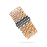 Woven 2.5cm bracelet white silver with orange neon thread - stackable silver bracelet TrueMesh