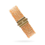 Woven 1.5cm bracelet golden silver with orange thread - stackable silver bracelet TrueMesh
