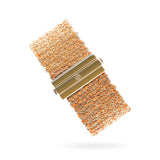 Woven 2.5cm wide bracelet golden silver with orange thread - statement jewelry TrueMesh