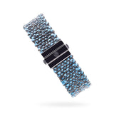 Woven 1.5cm bracelet black silver with sky blue thread - handmade Italian jewelry TrueMesh