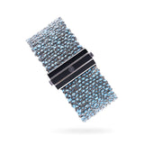 Woven 2.5cm wide bracelet black silver with sky blue thread - handmade Italian jewelry TrueMesh