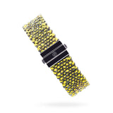 Woven 1.5cm bracelet black silver with yellow neon thread - stackable silver bracelet TrueMesh