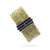 Woven 2.5cm wide bracelet black silver with yellow neon thread - statement jewelry TrueMesh