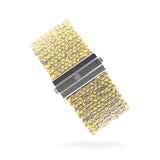 Woven 2.5cm bracelet white silver with yellow neon thread - handmade Italian jewelry TrueMesh