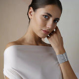 WOVEN 4.5cm BRACELET Pink Silver