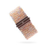 Woven 2.5cm bracelet pink silver with light multicolor thread - stackable silver bracelet TrueMesh