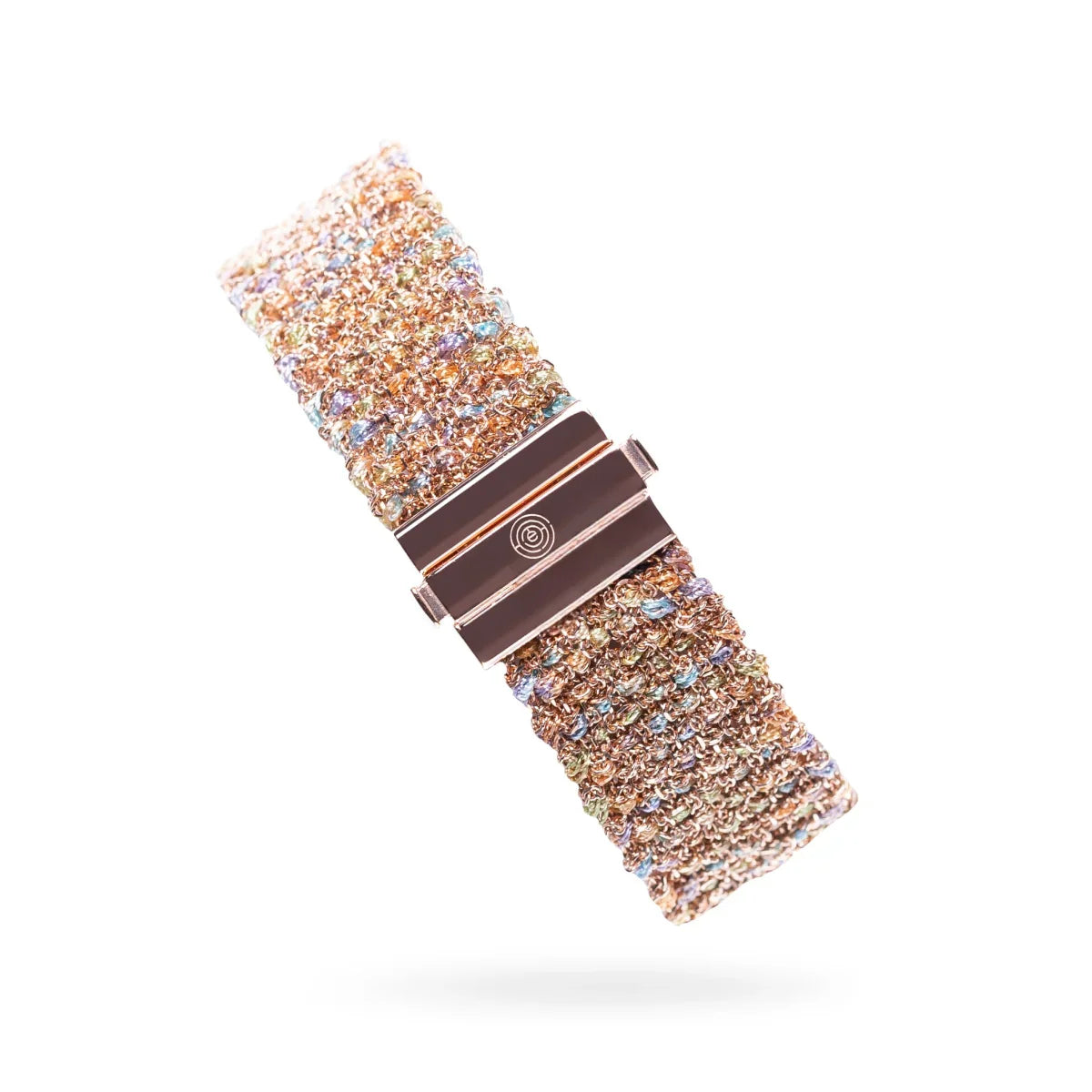 Woven 1.5cm bracelet pink silver with multicolor thread - artisan woven design TrueMesh