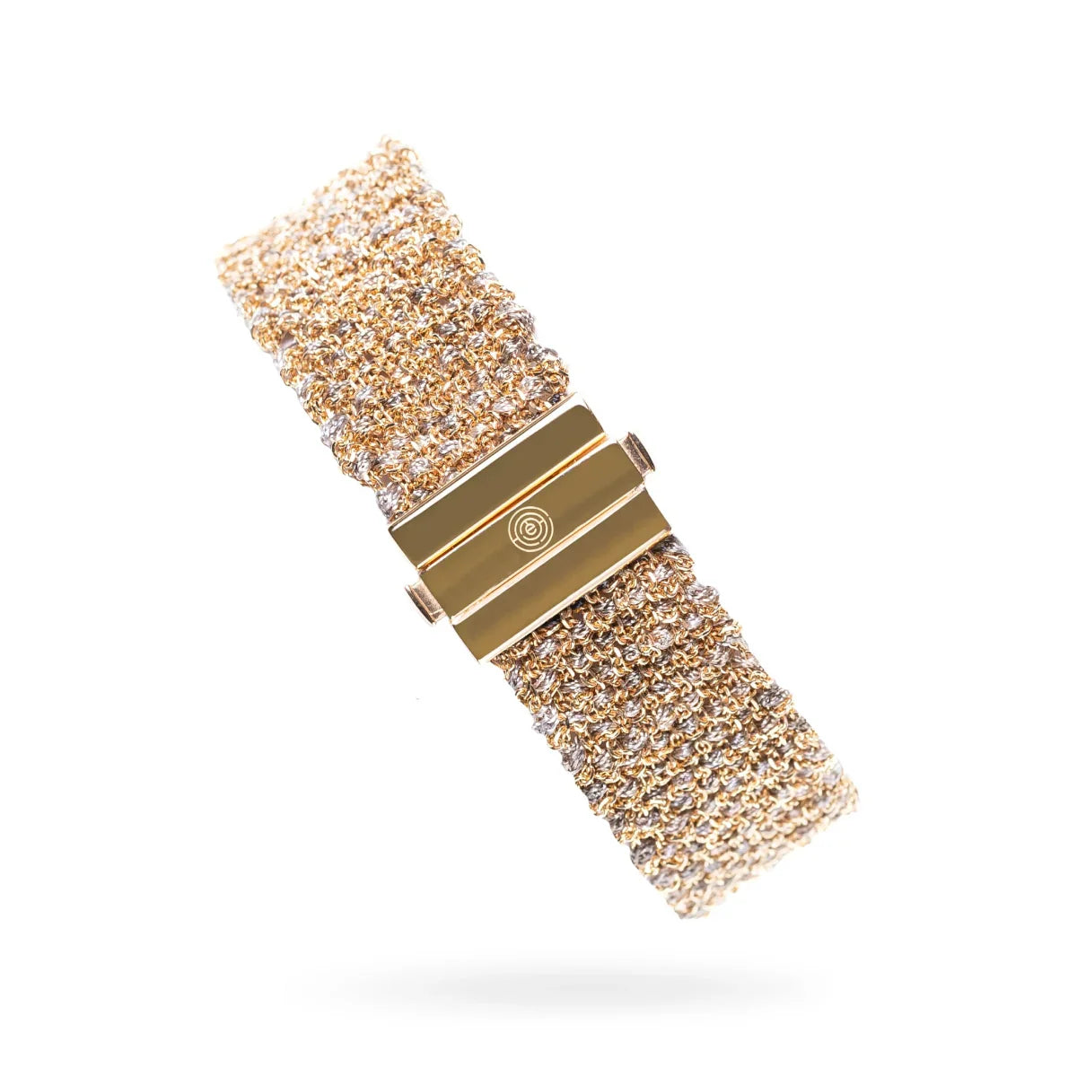 Woven 1.5cm bracelet golden silver with grey multicolor thread - artisan woven design TrueMesh