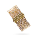 Woven 2.5cm wide bracelet golden silver with grey multicolor thread - artisan woven design TrueMesh
