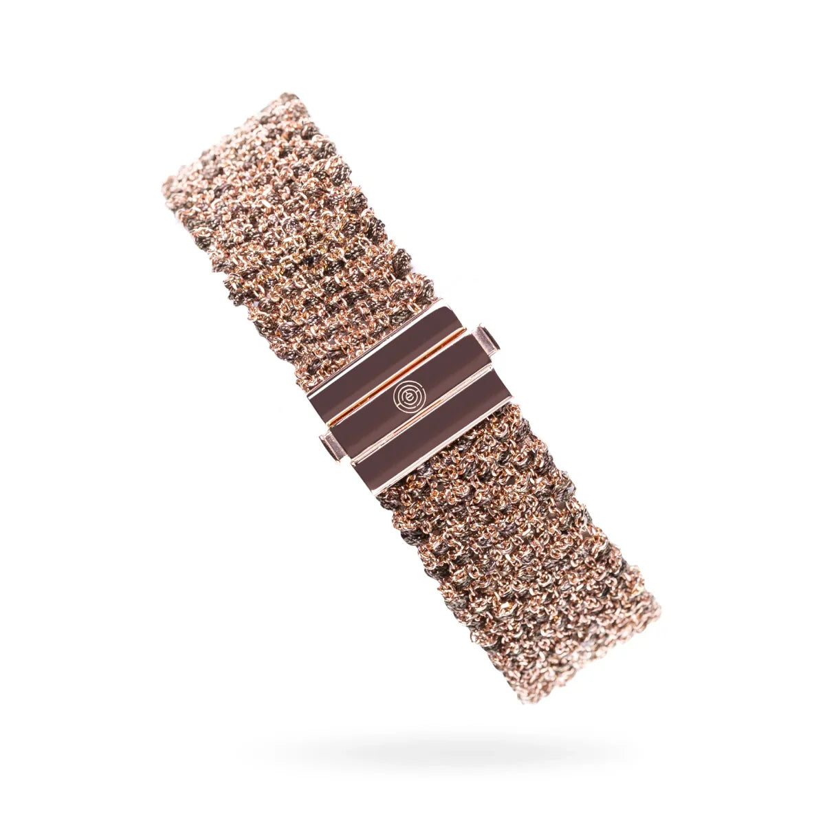Woven 1.5cm bracelet pink silver with brown multicolor thread - artisan woven design TrueMesh