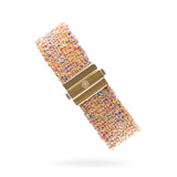 Woven 1.5cm bracelet golden silver with red multicolor thread - handmade Italian jewelry TrueMesh