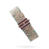 Woven 1.5cm bracelet pink silver with green multicolor thread - artisan woven design TrueMesh