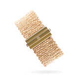Woven 2.5cm wide bracelet golden silver with light pink thread - 925 silver TrueMesh