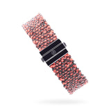 Woven 1.5cm bracelet black silver with pink neon thread - premium handcrafted jewelry TrueMesh