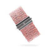 Woven 2.5cm bracelet white silver with pink neon thread - artisan woven design TrueMesh