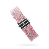 Woven 1.5cm bracelet white silver with pink neon thread - artisan woven design TrueMesh