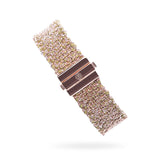 Woven 1.5cm bracelet pink silver with sage green thread - Italian crafted bracelet TrueMesh