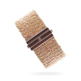 Woven 2.5cm bracelet pink silver with sage green thread - Italian crafted bracelet TrueMesh