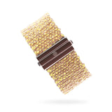 Woven 2.5cm bracelet pink silver with acid green thread - premium handcrafted Italian jewelry TrueMesh