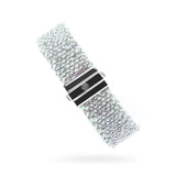 Woven 1.5cm bracelet white silver with pastel green thread - 925 silver jewelry TrueMesh