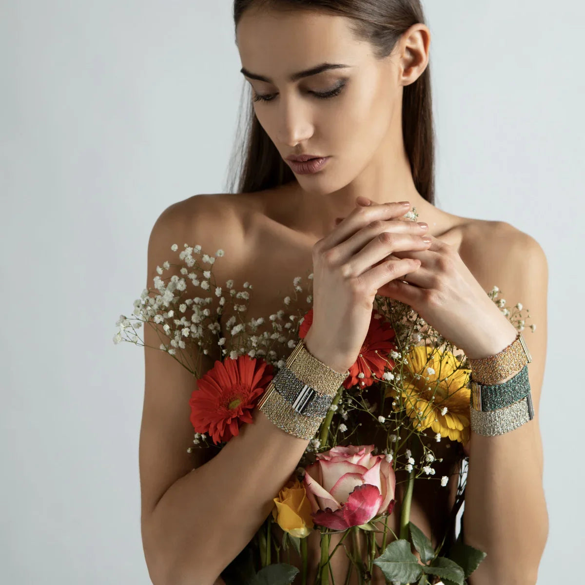 Woven 2.5cm golden silver bracelet - premium handcrafted Italian jewelry TrueMesh